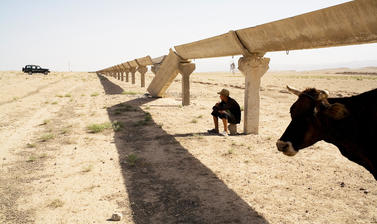The site of a former cotton farming village in south-western Tajikistan. Shaartuz, Tajikistan. Photograph by Carolyn Drake. July 2008.