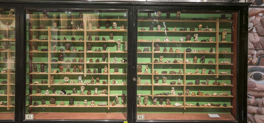 Display cases with Japanese figurines
