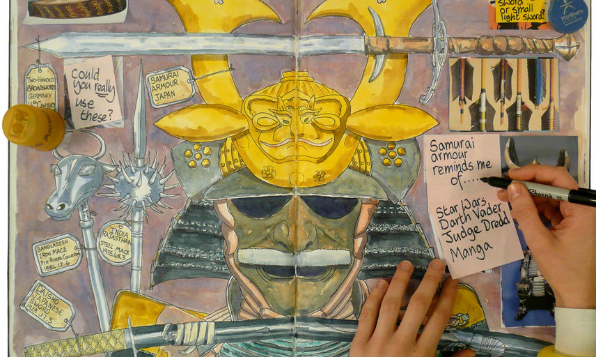 Drawing of Samurai helmet
