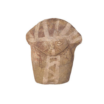 Ceramic figure Clay object with rectangular body and proportionally large head