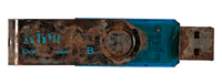 USB memory stick Blue plastic memory stick with rusty metal